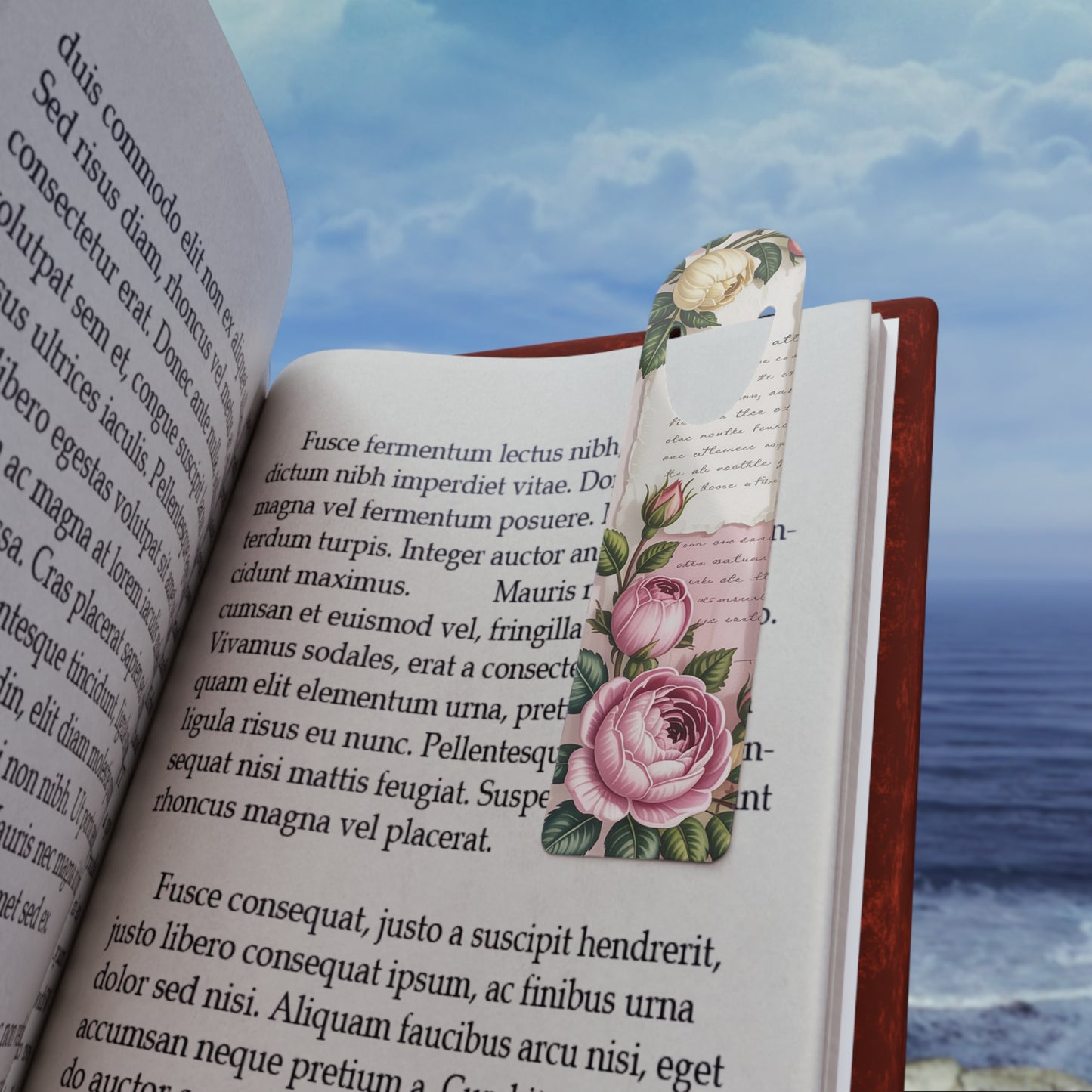 Floral Vintage Rose Bookmark – Elegant Garden Script Reading Clip