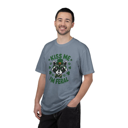 Kiss Me I'm Feral T-Shirt — Funny St. Patrick’s Day Raccoon Tee