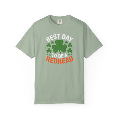 Best Day to Be a Redhead T-Shirt — St. Patrick’s Day Redhead Tee with Shamrock