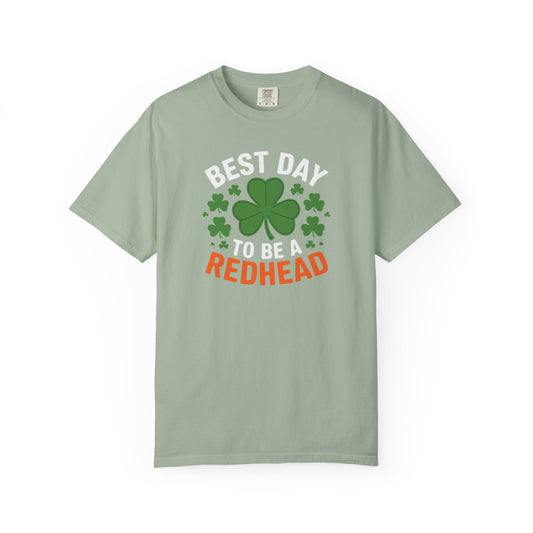 Best Day to Be a Redhead T-Shirt — St. Patrick’s Day Redhead Tee with Shamrock