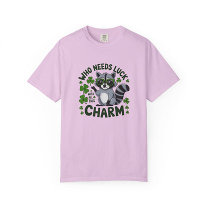 Raccoon Charm T-Shirt — Who Needs Luck With All This Charm St. Patrick’s Tee