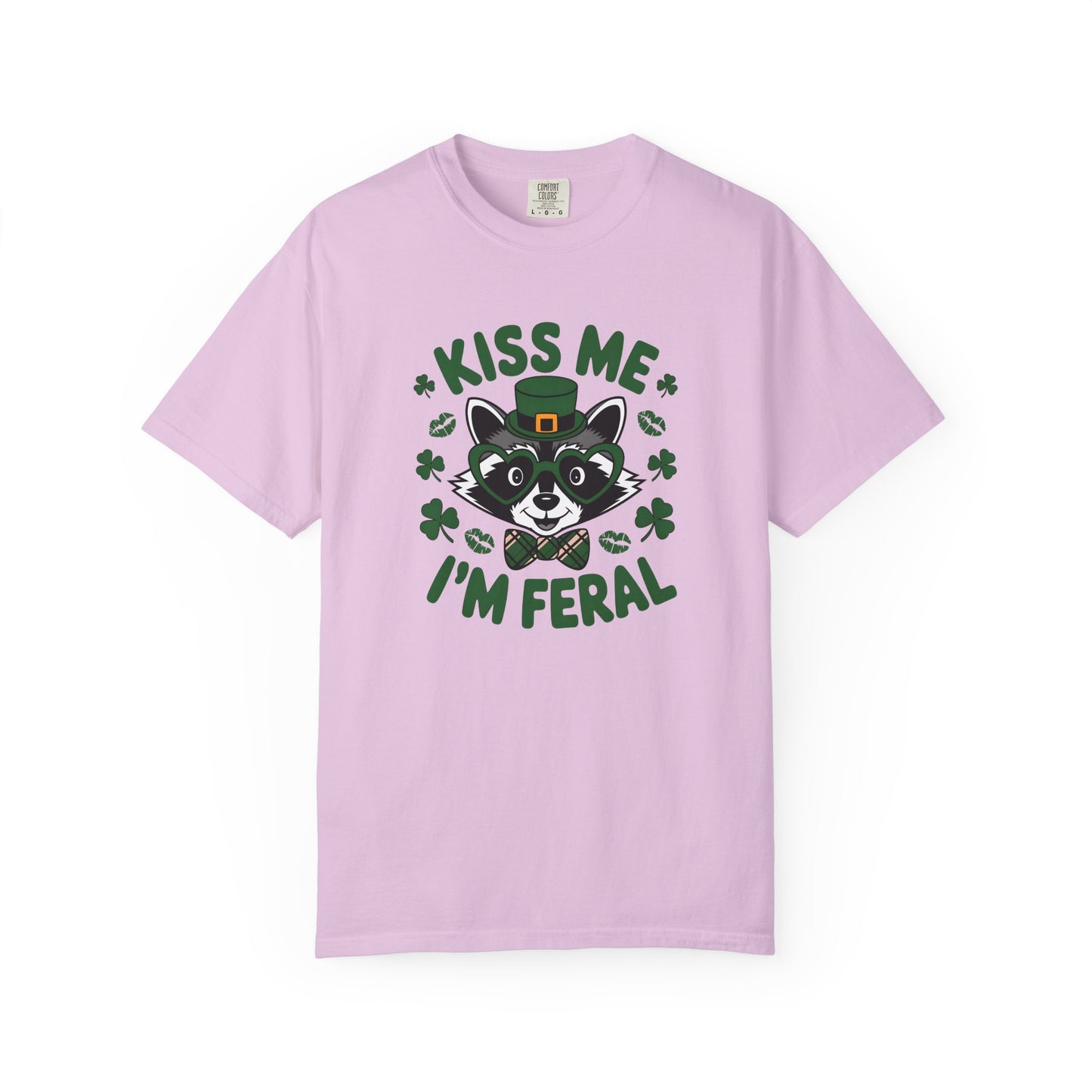 Kiss Me I'm Feral T-Shirt — Funny St. Patrick’s Day Raccoon Tee