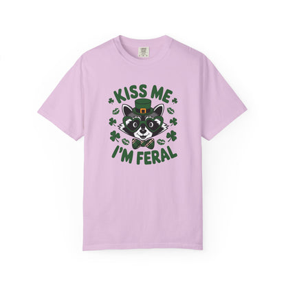 Kiss Me I'm Feral T-Shirt — Funny St. Patrick’s Day Raccoon Tee