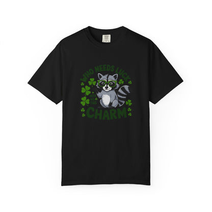 Raccoon Charm T-Shirt — Who Needs Luck With All This Charm St. Patrick’s Tee
