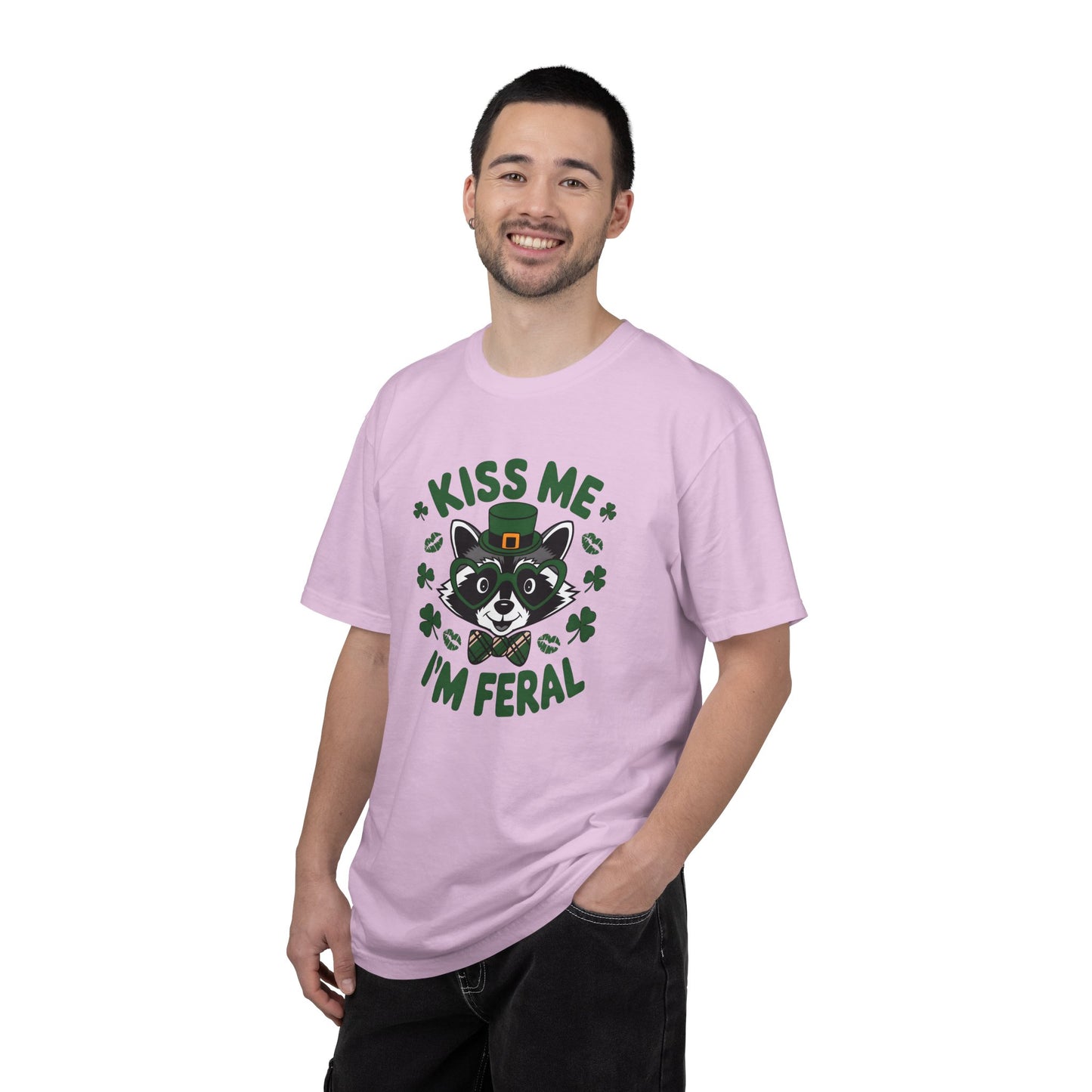 Kiss Me I'm Feral T-Shirt — Funny St. Patrick’s Day Raccoon Tee