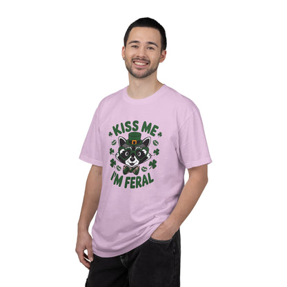 Kiss Me I'm Feral T-Shirt — Funny St. Patrick’s Day Raccoon Tee