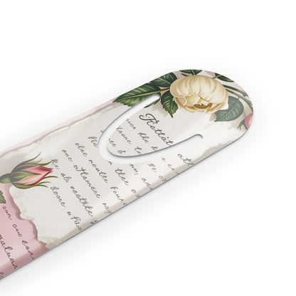 Floral Vintage Rose Bookmark – Elegant Garden Script Reading Clip