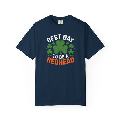 Best Day to Be a Redhead T-Shirt — St. Patrick’s Day Redhead Tee with Shamrock