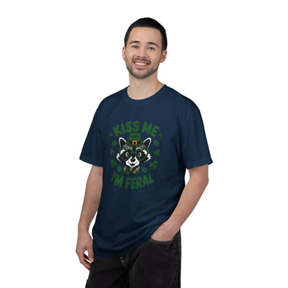 Kiss Me I'm Feral T-Shirt — Funny St. Patrick’s Day Raccoon Tee