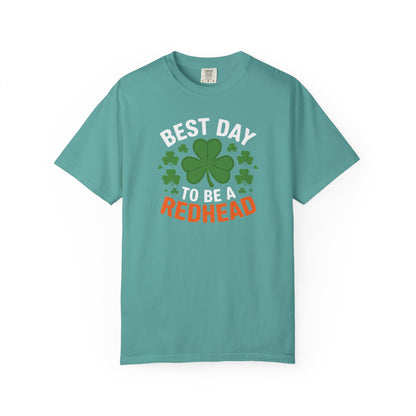 Best Day to Be a Redhead T-Shirt — St. Patrick’s Day Redhead Tee with Shamrock
