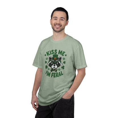 Kiss Me I'm Feral T-Shirt — Funny St. Patrick’s Day Raccoon Tee