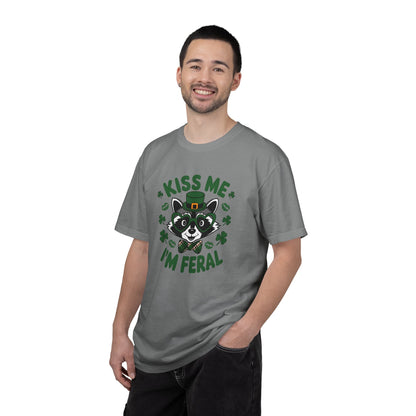 Kiss Me I'm Feral T-Shirt — Funny St. Patrick’s Day Raccoon Tee