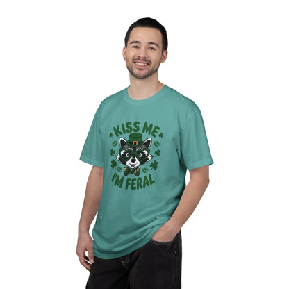 Kiss Me I'm Feral T-Shirt — Funny St. Patrick’s Day Raccoon Tee