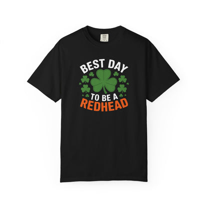 Best Day to Be a Redhead T-Shirt — St. Patrick’s Day Redhead Tee with Shamrock