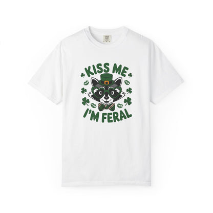 Kiss Me I'm Feral T-Shirt — Funny St. Patrick’s Day Raccoon Tee