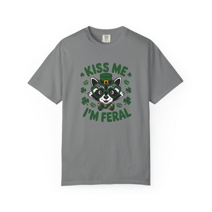 Kiss Me I'm Feral T-Shirt — Funny St. Patrick’s Day Raccoon Tee