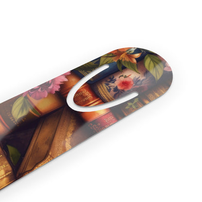 Floral Vintage Books Metal Bookmark — Cozy Library Reading Clip