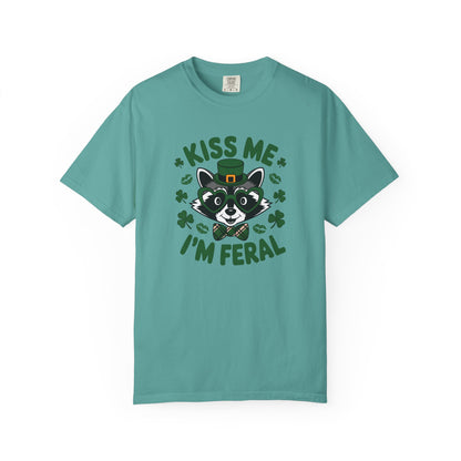 Kiss Me I'm Feral T-Shirt — Funny St. Patrick’s Day Raccoon Tee